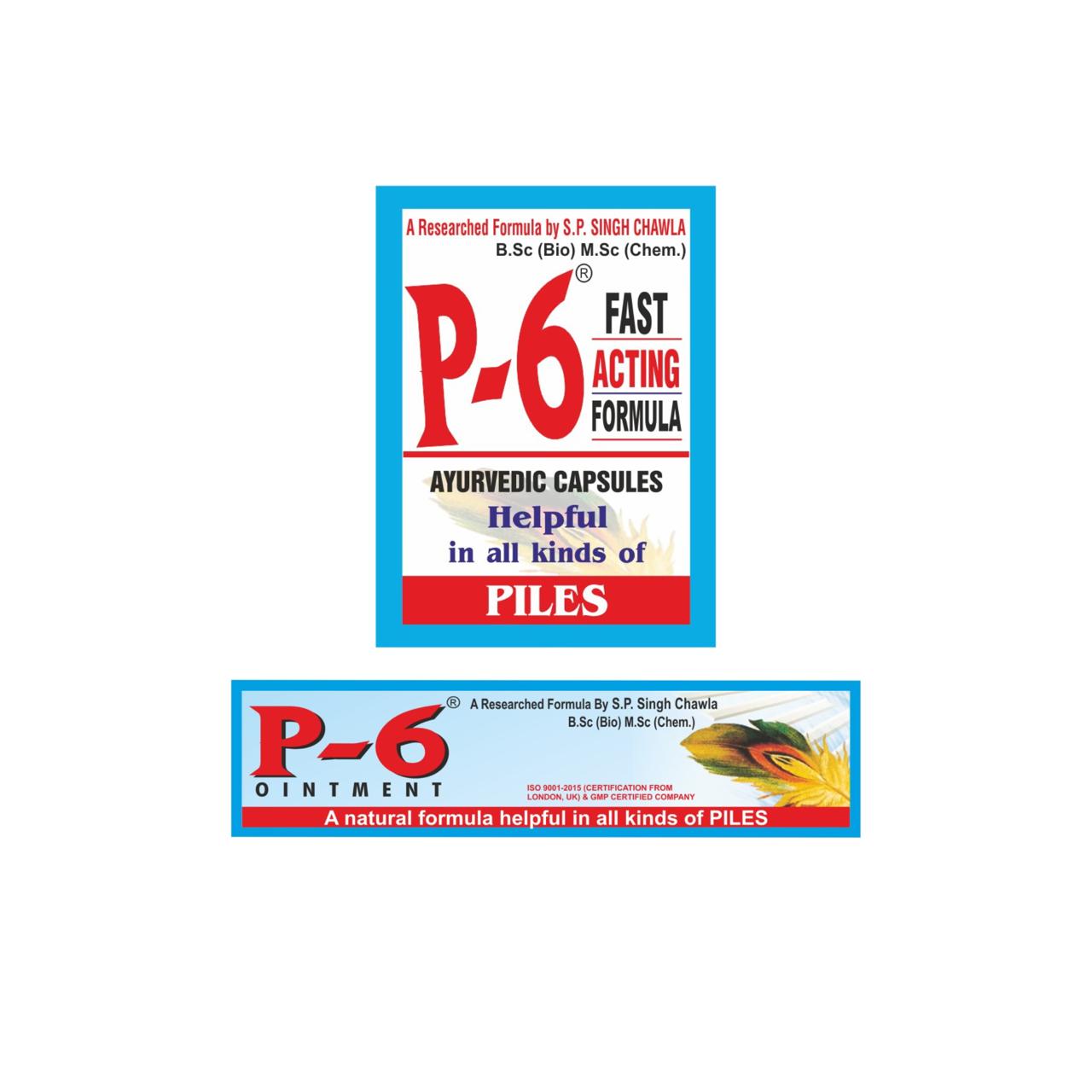 PILES TREATMENT P-6 One month treatment kit with P6 Capsules(60Caps pack) of 3 & P-6 Ointment (25 Gram pack) of 2 - Image 3